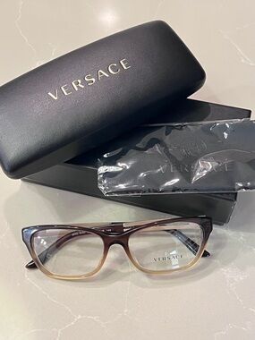 Versace Gradient Brown RX Subtle Cat Eye Optical Glasses